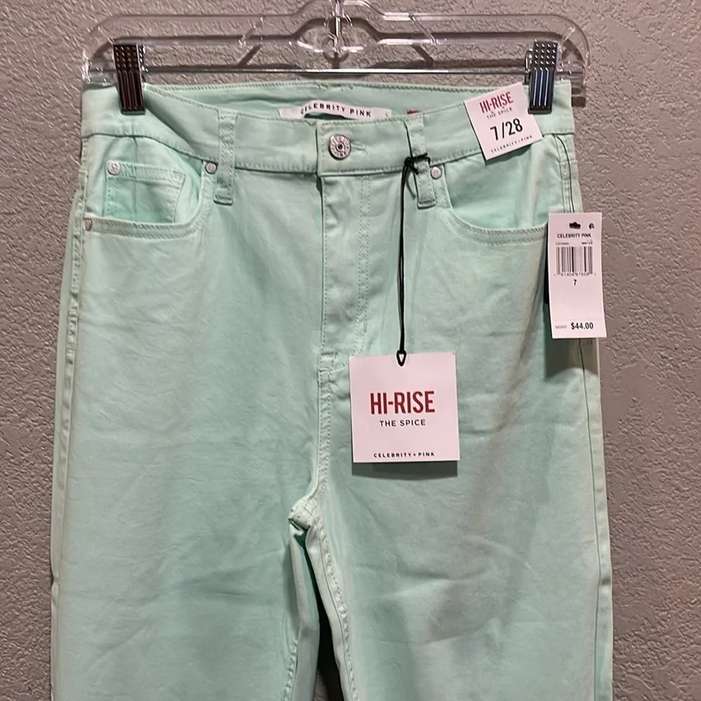 Celebrity pink pastel green jeans